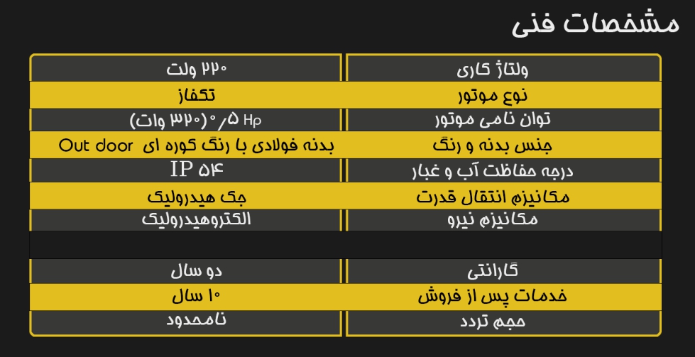 مشخصات فنی راهبند هیدرولیک H-980